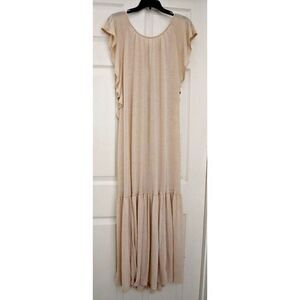Free People Beach OB1733779 Women's Sz M Oatmeal Terrazo Linen Blend Maxi Dress